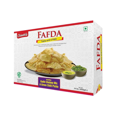 DEEP FAFDA  WITH KADHI CHUTNEY AND GREEN CHILLIS 12.3